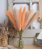 LSKYTOP Orange Pampas Grass Decor,23Inch 12pcs Faux Pampas Grass Bouquets Artificial Pampas Fake Pampas Flower for Home Living Room Bedroom Vase Decor