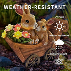 PRETMANNS Solar Garden Outdoor Statue Bunny Decor with Lights - Rabbit Lawn Ornament for Outside Yard Patio - Animal Figurines Gift for Mom Grandma - Waterproof Resin Garden Statues Outdoor - Medium