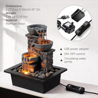 Kalona Tabletop Waterfall Fountain 3 Bowls with LED Light, Soothing Water Flow Sound, Zen Meditation Decor for Home and Office, Relaxation Water Fountains Indoor (23113)