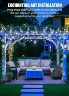 Minetom Solar String Lights, 2 Packs Total 66Ft 200 LED Solar Fairy Lights, Waterproof Solar Lights for Outside Patio Yard Tree Wedding Christmas, Pure White