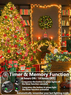 99FT 300 LED Christmas Decoration Lights Outdoor/Indoor, Memory Function & Timer & 8Modes, UL Certified, Green Wire Waterproof String Lights for Christmas Tree Holiday Party Garden Decor (Warm White)