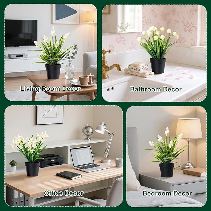 3 Pack Fake Small Plant Artificial Potted Flowers for Home Decor Fake Flower Plant Greenery Mini Faux Plant for Indoor Bedroom Living Room Office Shelf Bathroom Farmhouse Decor (Type 5)