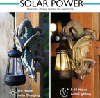 Solar Dragon Tree Hugger Statue Wall Decor - Whimsical Garden Statue with Solar Lantern, Outdoor&Yard Decor, Fantasy Dragon Figurine for Trees, Walls, or Fences - Unique Gifts for Women & Men