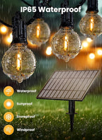 Brightown 38FT Solar String Lights Outdoor with USB Charging & 16 LED Shatterproof Bulbs, Solar Patio String Lights Outdoor for Cafe Garden Deck Outside Wedding - Last for 20Hrs+