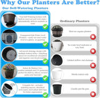 Sun-E 10 inch Plant Pots Self Watering Whiskey Barrel Planters with Drainage Hole&Saucer, Garden Home Indoor Outdoor Plants Pots, Planters for Indoor Plants, Gift Idea for Plant Lovers,Mixed Colors