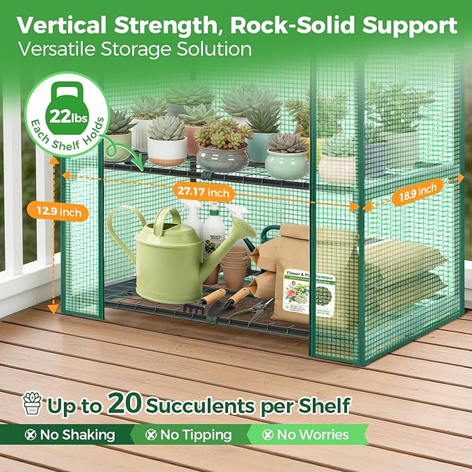 Ohuhu Mini Greenhouse for Indoor Outdoor, Small Plastic Plant Green House 4-Tier Rack Stand Portable Greenhouses with Durable PE Cover for Seedling, 2.5x1.6x5.2 FT, Ideal Gardening Gifts for Women Men