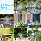 POPOSOAP Solar Pond Filter with Fountain Pump Built-in Battery Backup | 8W Solar Pond Pump with 8 Nozzles & 5Ft PVC Tubing, Dry-Run Protection for Outdoor Ponds Bird Baths DIY Water Feature