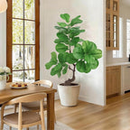 iilitphke Artificial Fiddle Leaf Fig Tree with Black Planter, 4FT Tall Fake Tree with Natural Wood Trunk for Home Decor, Faux Ficus Tree Fake Moss for Indoor Office Living Room