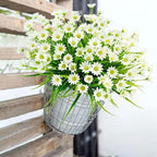 obbsie 12 Bundles Artificial Daisies Flowers Outdoor UV Resistant Fake Silk Daisy Mums Flowers No Fade Faux Greenery Plants for Home Wedding Garden Window Box Outdoor Planters Spring Decor - White