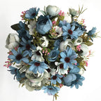 CATTREE Artificial Peony Bud Mixed Flowers, Plastic Plants Silk Fake Flowers Bouquet Bridal Home Garden Office Kitchen Bathroom Table Centerpieces Wedding Decor Decorations 4 pcs - Blue