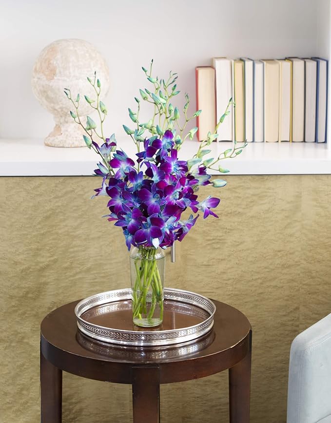 KaBloom - Exotic Sapphire Orchid Bouquet of 10 Blue Orchid - Fresh Flowers for Birthday, Valentine's & Mother's Day