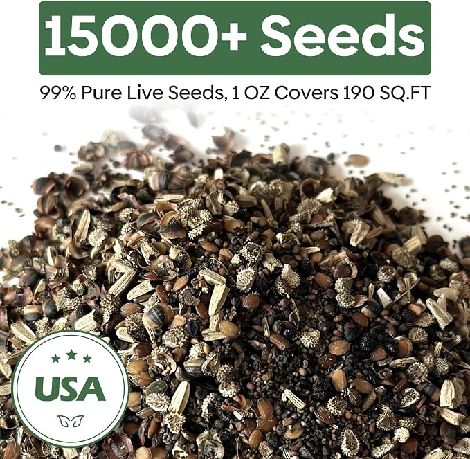 Groundio 13 Varieties Partial Shade Wildflower Seeds, Mixed Annual and Perennial Flower Seeds for Garden, Yard, Container Planting, 1 Ounce