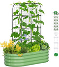 SUNYRISY Galvanized Raised Garden Bed with 71in Arch Trellis for Climbing Plants, Outdoor Planter Box with Climbing Net for Gardening Flowers Vegetables Fruits Herbs, Green
