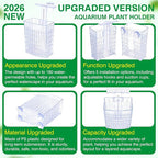 2026 Latest Upgraded Aquarium Plant Holder Adjustable Height with Extendable Hook and Suction Cup for Fish Tank Aquaponic Plant Cultivation and Aquascape Accessories Decorations (2 Pack) Transparent