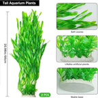25.98 Inch Tall Aquarium Plants – 2 Pcs Fish Tank Plants Plastic，Large Lifelike Artificial Fish Tank Decorations, Durable & Safe for Freshwater/Saltwater Aquariums (Green (Style B))