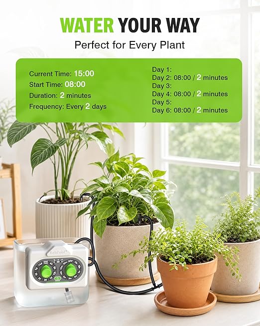 RAINPOINT Bluetooth Automatic Plant Waterer Indoor, Smart APP Control Drip Irrigation System for Houseplants, Anti-Siphon Vacation Watering Device with 2400mAh Rechargeable Battery (Up to 15 Pots)