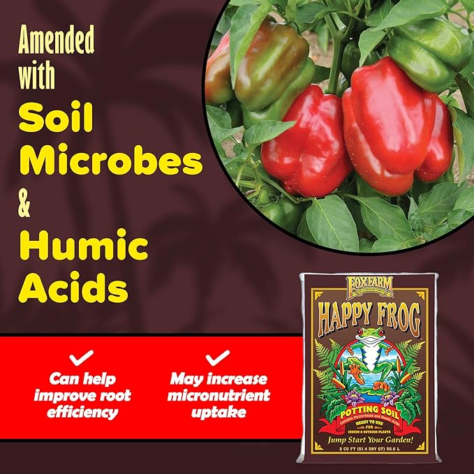 FoxFarm Happy Frog Potting Soil, 2cu ft (Pack of 4) - for Indoor/Outdoor Container Plants, Improves Root Efficiency, pH Adjusted for Optimal Nutrient Uptake - Contains Mycorrhizae and Humic Acids