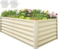 YITAHOME 6x3x3ft Large Raised Garden Bed Kit, Galvanized Metal Planter Box with Gloves, Support Rod, Outdoor Above Ground Planters for Plants Vegetables Flowers, Cream Yellow
