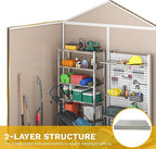DWVO Outdoor Storage Shed 6x4.4ft Plastic Garden Tool Shed with 2 Vision Windows, Double-Wall Outside Shed for Mower Lawn, Garden Tool for Backyard Lawn Patio, Lockable