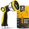 Hose Nozzle [Yellow] Heavy Duty Hose Sprayer With 10 Adjustable Watering Patterns. Thumb Control Design, Comfortable Ergonomic Grip, Garden Hose Nozzle for Watering Plants & Lawns/Fun showers/Cleaning