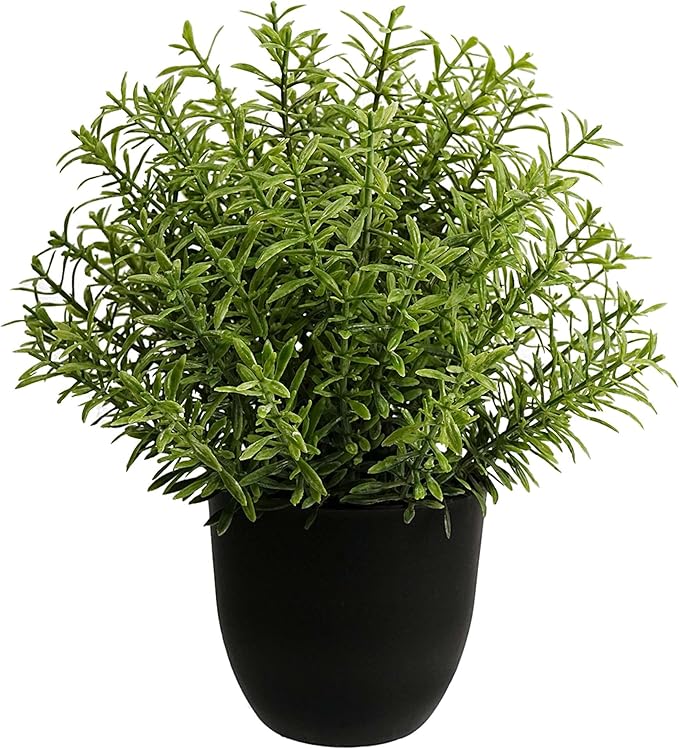8 Inch Artificial Fake Rosemary Potted Plant, Small Greenery Decor for Shelf Greenery, Realistic Artificial Greenery Pot for Indoor Home Office wall Decor
