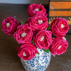 DUYONE Fake Flowers for Decoration Home Decor Artificial Flowers Austin Rose Peony Latex Fake Flower Living Room Decoration Vivid Pink Roses Peonies (Red 4pcs)