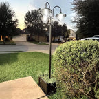 Outsunny 74.5" 3-Head Solar Lamp Post Light with Planter, Solar Pole Lights Outdoor Waterproof LED Lighting for Backyard Pathway Patio Lawn Driveway Decor, Black