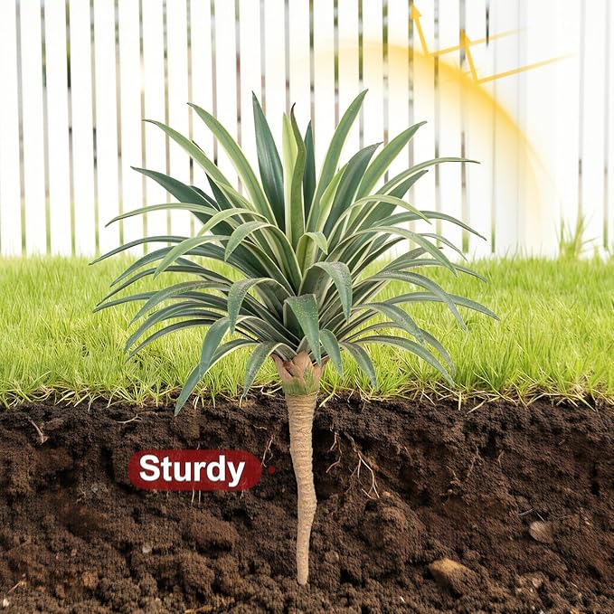 Artificial Agave Plant 19.68Inch UV Resistant Faux Agave Plant Outdoor Large Fake Plants Indoor Realistic Artificial Plants Without Pot for Outdoor Patio Garden Indoor Home Decor (2 Packs)