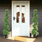 2 Pack 3FT Artificial Spiral Topiary Trees, Realistic Boxwood Trees, Evergreen PE Faux Plants with Durable Pot, Outdoor & Indoor Year-Round Garden, Patio, Porch, Home Entryway Decor