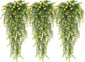 RECUTMS Outdoor Fake Hanging Plants,Hanging Plant Vine,Faux Eucalyptus Leafs Greenery Vine Plant Faux Plants Fake Plants Greenery for Jungle Theme Party Wedding Decoration(Yellow)