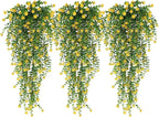 RECUTMS Outdoor Fake Hanging Plants,Hanging Plant Vine,Faux Eucalyptus Leafs Greenery Vine Plant Faux Plants Fake Plants Greenery for Jungle Theme Party Wedding Decoration(Yellow)