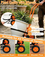Heavy Duty Plant Caddy with Wheels, Plant Dolly Cart, Adjustable Grabbing Arm & Suction Cups for Easy Plant Movement, Versatile Indoor/Outdoor Plant Dolly Trolley Cart with Strap, Orange