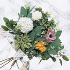 Winlyn 20 Pcs Mixed Artificial Oval Eucalyptus Leaves Bulk with White Seeds Stems and Spray for Vase Floral Wreath Bouquets Wedding Greenery Decoration