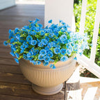 HyeFlora Artificial Fake Outdoor Flowers Plants for Spring Summer Decor, 12 Bundles Outside Silk Blue Morning Glory UV Resistant Look Real Faux Flowers for Front Door Patio Porch Yard Window Balcony