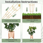 2 Pcs 30'' Monstera Plant Trellis for Pots, Metal Garden Trellis for Outdoor Plant Climbers, Expandable Houseplant Support with Butterfly Design for Monstera Ivy Hoya Vine, Gold