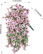 HyeFlora Artificial Flowers for Outdoors Decoration, 2Pcs Pink Fake Hanging Spring Summer Decor, Lifelike Plants, UV & Fading Resistant Flower for Porch Patio Balcony Planter Yard Home Garden