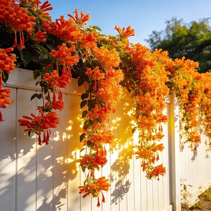 Flame Vine Plant Seeds, 100+ Climing Firecracker Vine Seeds Attracts Pollinators, Heirloom Pyrostegia Venusta Flower Seed for Garden Home Outdoor