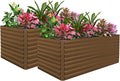 FOOWIN 2pcs 8x4x3ft Galvanized Raised Garden Bed, Planter Raised Garden Boxes Outdoor, Large Metal Raised Beds for Gardening, Garden Bed for Vegetables, Flowers, Herb, Brown