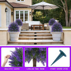 Yangrass Artificial Lavender Topiary Bushes with Ground Spike, 24" Set of 2 Faux Lavender Boxwood Ball Trees UV Resistant Fake Greenery Plants for Indoor & Outdoor Spring Porch Decor