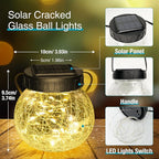 Kolpop Solar Lanterns Outdoor Waterproof 18 Pack, Hanging Solar Lights with 30 LED, Cracked Glass Hanging Globes for Garden Patio Fence Yard Christmas Tree Decoration, Warm White