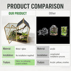 Ready-to-Use Glass Terrarium with Vents, 8.66"x4.72"x8.46" House-Shaped Habitat for Jumping Spider,Praying Mantis,Snails,or Succulent Plants - Home Garden Tabletop Decor Enclosure (Dark Gunmetal)