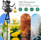 Solar Garden Angel Stakes - Metal Angel Holding Solar Lantern Decorative Garden Animal Silhouette Stakes