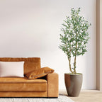 HZXGCP Olive Tree 5ft, Artificial Olive Tree with White Pot, Fake Tree with 1152 Dense Leaves & 64 High-Simulated Olive Fruits - Easy Assembly, Low Maintenance (Olive Tree 5ft)