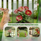 Uyittour 10 Pack Plant Protectors from Animals, 12" x 12" Round Metal Wire Garden Plant Cages to Keep Animals Out, Rabbit Proof Protection for Vegetables & Flowers with Stakes, Zip Ties & Gloves