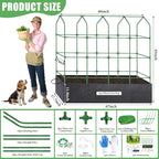 66x65x18 Inch Cucumber Trellis for Raised Bed - with 61 Gallon Grow Bags, Garden Trellis for Climbing Plants Outdoor with Climbing Net and Plant Support for Cucumber, Tomato, Vegetable, Grape, Vine