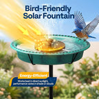 VIVOHOME Oval Bird Bath with Solar Fountain for Outside, Weather-Resistant ABS Birdbath Bowl with Solar Powered Pump, Metal Ground Stake for Outdoor, Garden, 1.3 Gallons, Green