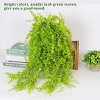 Fake Hanging Plants Faux Vine Leaves Artificial Green Eucalyptus Plants Fake Hanging Eucalyptus Leaf Plant Decorate Indoors Outdoors Decor of Living Room Kitchen Yard Garden Bedroom Wall(Light Green)