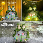 Nacome Solar Garden Outdoor Statues Frog with Succulent and 7 LED Lights - Lawn Decor for Patio, Balcony, Yard Ornament for Mom Grandma Women
