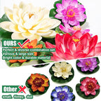 Artificial Lily Pads for Pond, 11in & 6in Artificial Flowers Floating Foam Lotus Flower with Fake Lily Pads, for Pool Garden Koi Fish Pond Aquarium Pool Wedding Decor, 14PCS