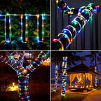 Solar Rope Lights, 2 Packs Total 132ft 400LED Solar String Lights, 8 Modes Waterproof Solar Powered Outdoor Light, Flexible Clear Tube Light for Garden Backyard Patio Deck Pool Tree Decor - Multicolor